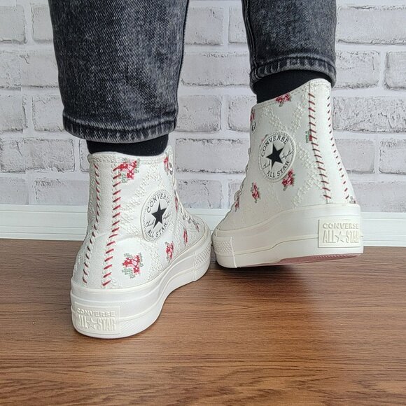 ⭐Converse Chuck Taylor Lift Rose Cross Stitch Sz 8 Women's Shoes Sneaker A13659C - Picture 4 of 11
